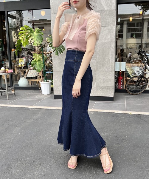 NOMAE（ノーマエ）の「シアーリボンレイヤードトップス（シャツ/ブラウス・レディース・ホワイト/ライトブルー/ブラック/ライトピンク・FREE）」の20枚目の写真