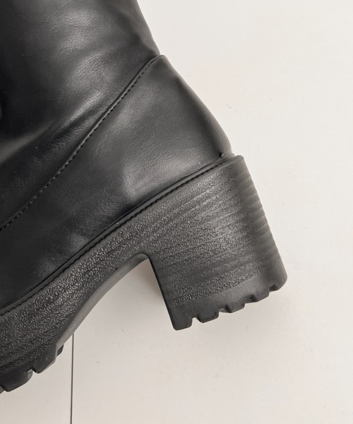 セール】軽量厚底 ヒールアップ プレーン ロングブーツ 2708（ブーツ