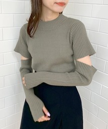 OLIVE des OLIVE | 【WEB限定カラー有】アームウォーマー付ワイドリブニット(ニット/セーター)