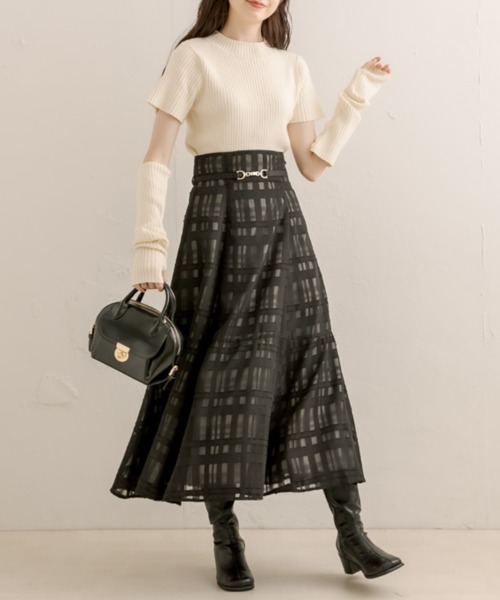 OLIVE des OLIVE（オリーブデオリーブ）の「【WEB限定カラー有】アームウォーマー付ワイドリブニット（ニット/セーター・レディース・ブラウン/ブラック/オフホワイト/カーキ/ブルー/ラベンダー・FREE）」の18枚目の写真