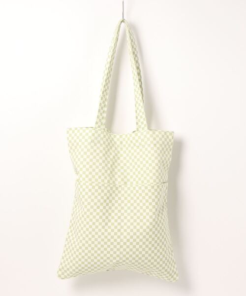 polka polka（ポルカポルカ）の「【 polka polka / ポルカポルカ 】 ブロックチェック フラット トートバッグ  blocchecktote SDI（トートバッグ・レディース・ブラック/ベージュ/グリーン・FREE）」の4枚目の写真