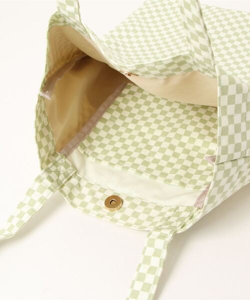 polka polka（ポルカポルカ）の「【 polka polka / ポルカポルカ 】 ブロックチェック フラット トートバッグ  blocchecktote SDI（トートバッグ・レディース・ブラック/ベージュ/グリーン・FREE）」の6枚目の写真