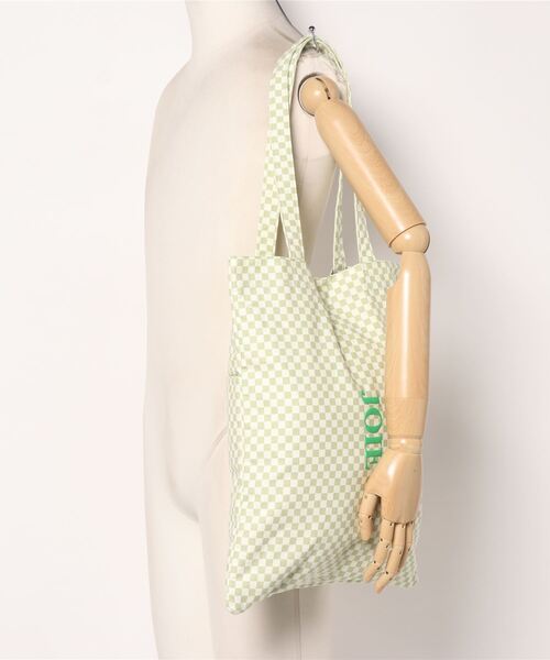 polka polka（ポルカポルカ）の「【 polka polka / ポルカポルカ 】 ブロックチェック フラット トートバッグ  blocchecktote SDI（トートバッグ・レディース・ブラック/ベージュ/グリーン・FREE）」の7枚目の写真