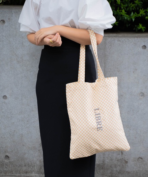 polka polka（ポルカポルカ）の「【 polka polka / ポルカポルカ 】 ブロックチェック フラット トートバッグ  blocchecktote SDI（トートバッグ・レディース・ブラック/ベージュ/グリーン・FREE）」の22枚目の写真