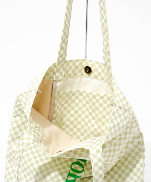 polka polka（ポルカポルカ）の「【 polka polka / ポルカポルカ 】 ブロックチェック フラット トートバッグ  blocchecktote SDI（トートバッグ・レディース・ブラック/ベージュ/グリーン・FREE）」の17枚目の写真