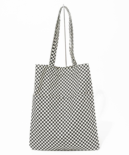 polka polka（ポルカポルカ）の「【 polka polka / ポルカポルカ 】 ブロックチェック フラット トートバッグ  blocchecktote SDI（トートバッグ・レディース・ブラック/ベージュ/グリーン・FREE）」の21枚目の写真