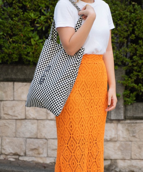 polka polka（ポルカポルカ）の「【 polka polka / ポルカポルカ 】 ブロックチェック フラット トートバッグ  blocchecktote SDI（トートバッグ・レディース・ブラック/ベージュ/グリーン・FREE）」の19枚目の写真