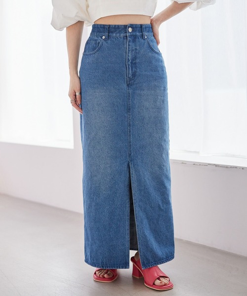Heather（ヘザー）の「デニムスリットロングスカート 124216（デニム