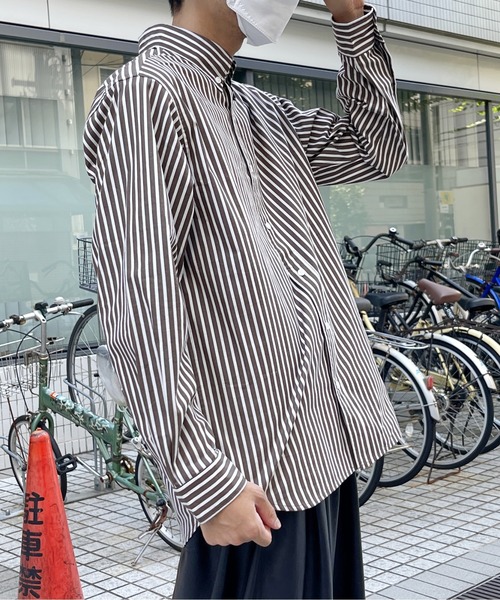 CPCM(シーピーシーエム)の「ストライプブロードボタンダウンシャツ(シャツ/ブラウス・メンズ・ブラウン/グリーン/ブルー・LARGE/MEDIUM)」の5枚目の写真