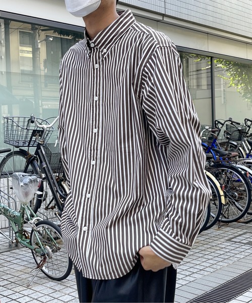 CPCM(シーピーシーエム)の「ストライプブロードボタンダウンシャツ(シャツ/ブラウス・メンズ・ブラウン/グリーン/ブルー・LARGE/MEDIUM)」の6枚目の写真