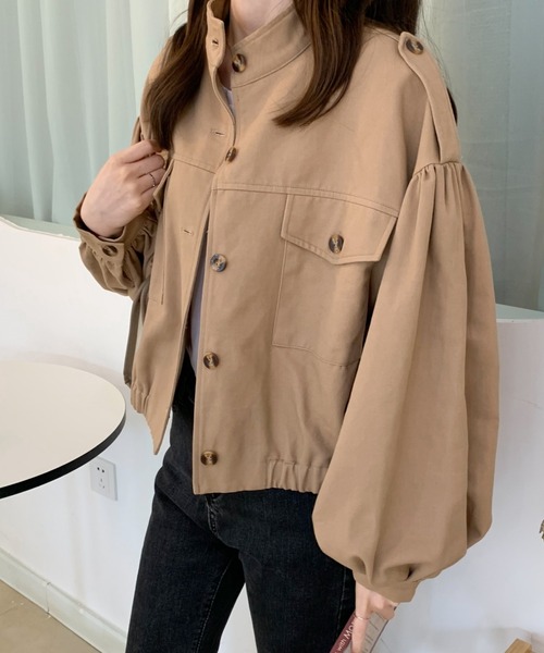 ABITOKYO（アビトーキョー）の「オーバーサイズスタンドカラーブルゾンジャケット（ブルゾン・レディース・カーキ/ブラック/ベージュ/アイボリー・FREE）」の6枚目の写真