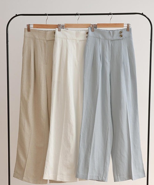 Isn't She?(イズントシー)の「front button wide pants(その他パンツ・レディース・アイボリー/ベージュ/ライトブルー・FREE)」の2枚目の写真