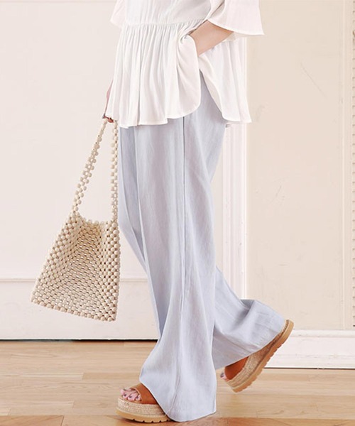 Isn't She?(イズントシー)の「front button wide pants(その他パンツ・レディース・アイボリー/ベージュ/ライトブルー・FREE)」の3枚目の写真