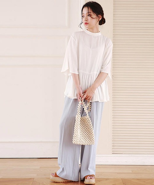 Isn't She?(イズントシー)の「front button wide pants(その他パンツ・レディース・アイボリー/ベージュ/ライトブルー・FREE)」の6枚目の写真