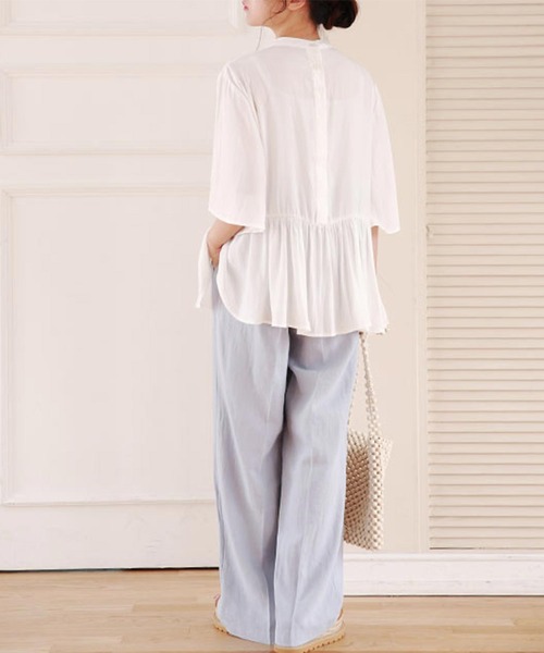 Isn't She?(イズントシー)の「front button wide pants(その他パンツ・レディース・アイボリー/ベージュ/ライトブルー・FREE)」の4枚目の写真