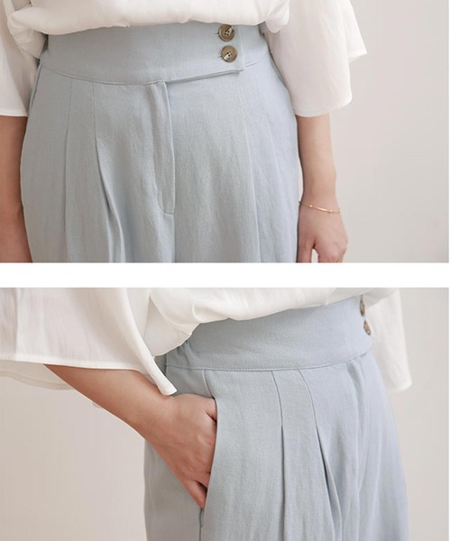 Isn't She?(イズントシー)の「front button wide pants(その他パンツ・レディース・アイボリー/ベージュ/ライトブルー・FREE)」の10枚目の写真