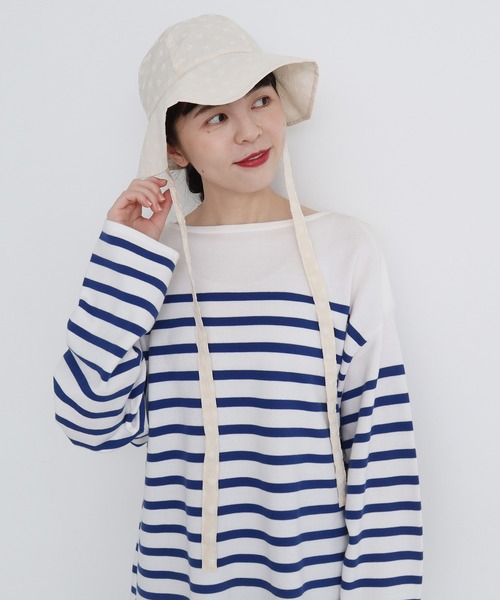 Dot&Stripes CHILD WOMAN(ドットアンドストライプス チャイルドウーマン)の「コットン/キュプラカットワーク伊吹染 ハット(ハット・レディース・アイボリー・FREE)」の1枚目の写真