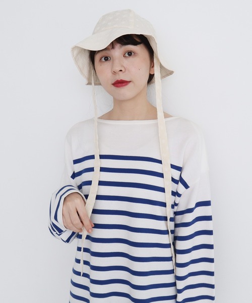 Dot&Stripes CHILD WOMAN(ドットアンドストライプス チャイルドウーマン)の「コットン/キュプラカットワーク伊吹染 ハット(ハット・レディース・アイボリー・FREE)」の3枚目の写真
