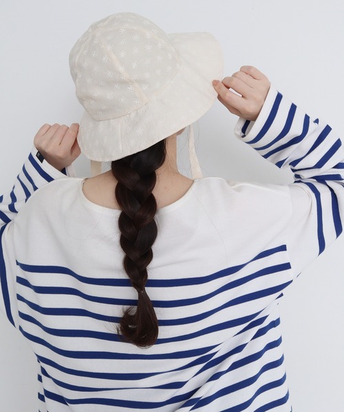 Dot&Stripes CHILD WOMAN(ドットアンドストライプス チャイルドウーマン)の「コットン/キュプラカットワーク伊吹染 ハット(ハット・レディース・アイボリー・FREE)」の5枚目の写真