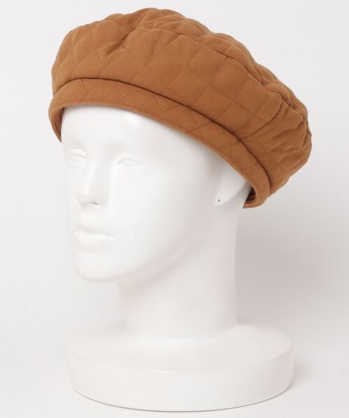 Per sist ence(パーシエンス)の「Per sist ence/パーシエンス ポリソフトスキンキルトベレー(ハンチング/ベレー帽・レディース・ブラック/キャメル/グリーン/アイボリー・FREE)」の4枚目の写真