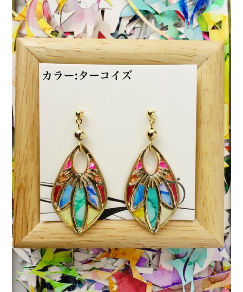 tone(トーン)の「【零-Rei-】彩生シリーズ 羽 ピアス(MA)(ピアス(両耳用)・レディース・ライム/ブルー/ターコイズブルー・FREE)」の2枚目の写真