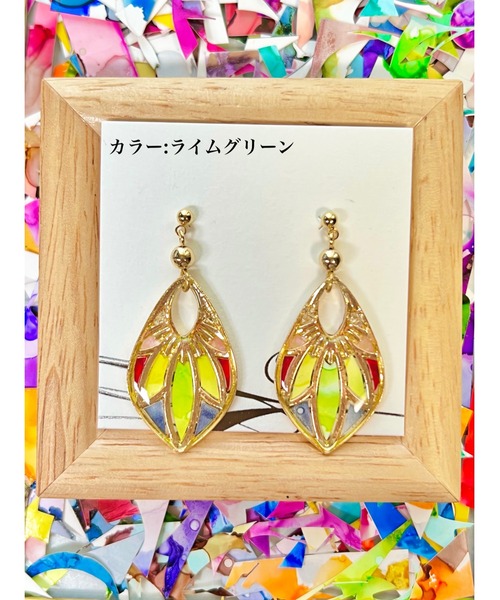 tone(トーン)の「【零-Rei-】彩生シリーズ 羽 ピアス(MA)(ピアス(両耳用)・レディース・ライム/ブルー/ターコイズブルー・FREE)」の1枚目の写真