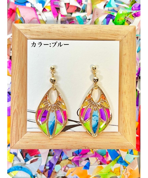 tone(トーン)の「【零-Rei-】彩生シリーズ 羽 ピアス(MA)(ピアス(両耳用)・レディース・ライム/ブルー/ターコイズブルー・FREE)」の3枚目の写真