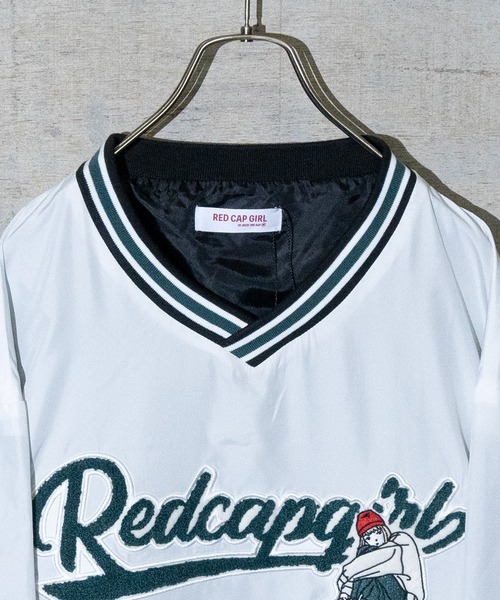 Red Cap Girl（レッドキャプガール）の「【a-r】〔Red Cap Girl/レッドキャップガール〕ポリタフタ サガラ刺繍 スタジアムプルオーバー（スウェット・メンズ・ホワイト/ブラック/ブルー/グリーン・MEDIUM/LARGE）」の5枚目の写真