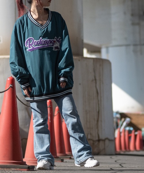 Red Cap Girl（レッドキャプガール）の「【a-r】〔Red Cap Girl/レッドキャップガール〕ポリタフタ サガラ刺繍 スタジアムプルオーバー（スウェット・メンズ・ホワイト/ブラック/ブルー/グリーン・MEDIUM/LARGE）」の19枚目の写真