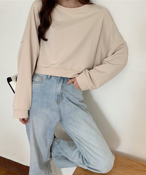 meJane(ミージェーン)の「クロップド丈ルーズシルエットプルオーバー(Tシャツ/カットソー・レディース・オレンジ/ブルー/グリーン/アイボリー・FREE)」の3枚目の写真