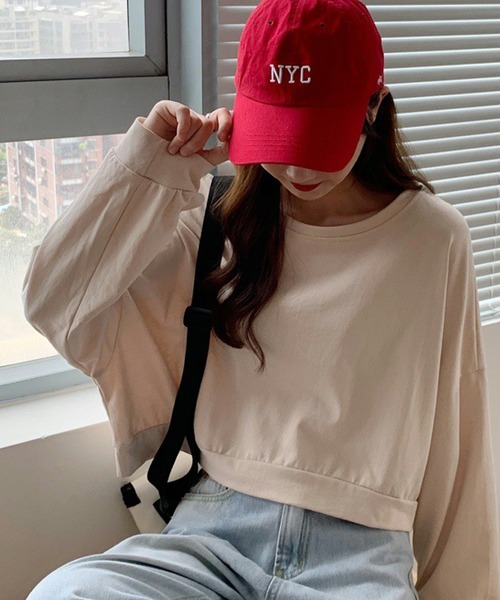 meJane(ミージェーン)の「クロップド丈ルーズシルエットプルオーバー(Tシャツ/カットソー・レディース・オレンジ/ブルー/グリーン/アイボリー・FREE)」の9枚目の写真