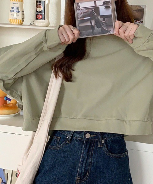meJane(ミージェーン)の「クロップド丈ルーズシルエットプルオーバー(Tシャツ/カットソー・レディース・オレンジ/ブルー/グリーン/アイボリー・FREE)」の6枚目の写真