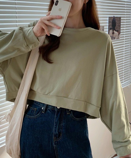 meJane(ミージェーン)の「クロップド丈ルーズシルエットプルオーバー(Tシャツ/カットソー・レディース・オレンジ/ブルー/グリーン/アイボリー・FREE)」の10枚目の写真