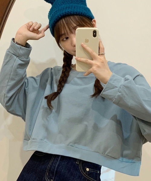 meJane(ミージェーン)の「クロップド丈ルーズシルエットプルオーバー(Tシャツ/カットソー・レディース・オレンジ/ブルー/グリーン/アイボリー・FREE)」の19枚目の写真