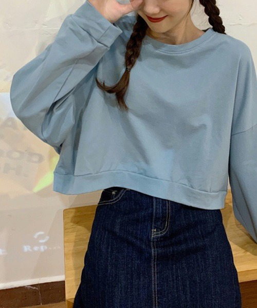 meJane(ミージェーン)の「クロップド丈ルーズシルエットプルオーバー(Tシャツ/カットソー・レディース・オレンジ/ブルー/グリーン/アイボリー・FREE)」の7枚目の写真