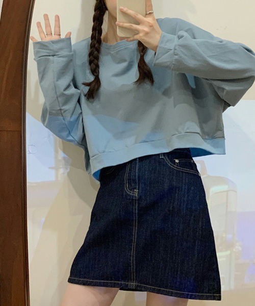 meJane(ミージェーン)の「クロップド丈ルーズシルエットプルオーバー(Tシャツ/カットソー・レディース・オレンジ/ブルー/グリーン/アイボリー・FREE)」の11枚目の写真