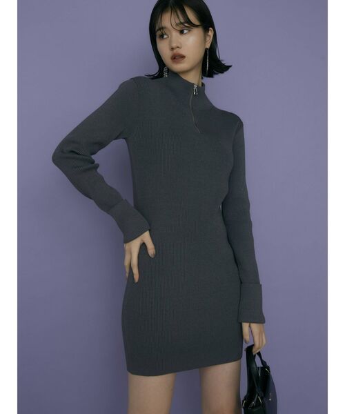 EMODA（エモダ）の「ハーフジップニットワンピース（ワンピース・レディース・ブラック/グリーン/ベージュ/グレー・FREE）」の22枚目の写真