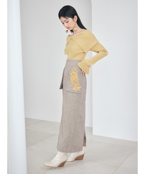 LILY BROWN（リリーブラウン）の「ノットディテールロングスリットニット（ニット/セーター・レディース・ブラック/イエロー/アイボリー・FREE）」の10枚目の写真