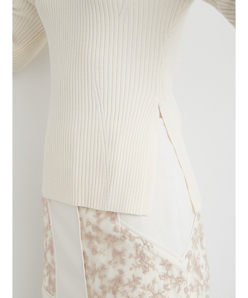 LILY BROWN（リリーブラウン）の「ノットディテールロングスリットニット（ニット/セーター・レディース・ブラック/イエロー/アイボリー・FREE）」の9枚目の写真