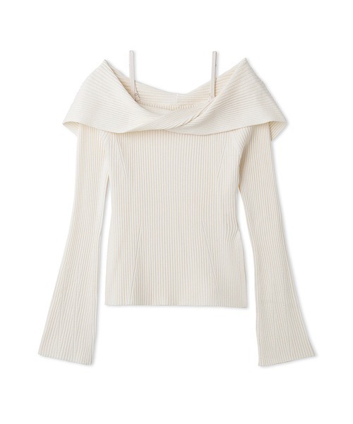 LILY BROWN（リリーブラウン）の「ノットディテールロングスリットニット（ニット/セーター・レディース・ブラック/イエロー/アイボリー・FREE）」の13枚目の写真