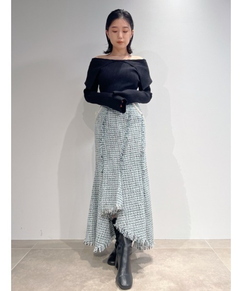 LILY BROWN（リリーブラウン）の「ノットディテールロングスリットニット（ニット/セーター・レディース・ブラック/イエロー/アイボリー・FREE）」の18枚目の写真