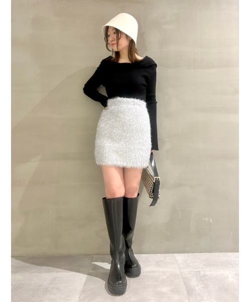 LILY BROWN（リリーブラウン）の「ノットディテールロングスリットニット（ニット/セーター・レディース・ブラック/イエロー/アイボリー・FREE）」の17枚目の写真