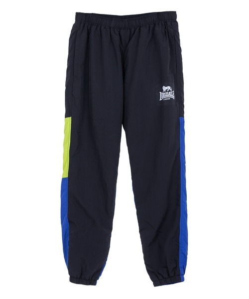 LONSDALE（ロンズデール）の「LONSDALE/ロンズデール セットアップ対応可 ワンポイントロゴ リフレクタープリント 両脇ポケット オーバーサイズ 配色 裏起毛 保温 ウォームアップ トレーニング ナイロンワッシャーパンツ（その他パンツ・メンズ・パープル/グリーン/ブラック・M/L/LL）」の2枚目の写真