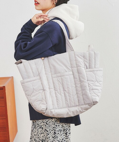 coen（コーエン）の「2WAYキルトビッグトートバッグ（トートバッグ・レディース・ライム/ライトグレー/オフホワイト・FREE）」の3枚目の写真