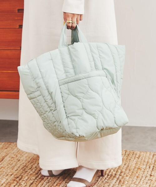 coen（コーエン）の「2WAYキルトビッグトートバッグ（トートバッグ・レディース・ライム/ライトグレー/オフホワイト・FREE）」の17枚目の写真