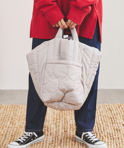 coen（コーエン）の「2WAYキルトビッグトートバッグ（トートバッグ・レディース・ライム/ライトグレー/オフホワイト・FREE）」の8枚目の写真