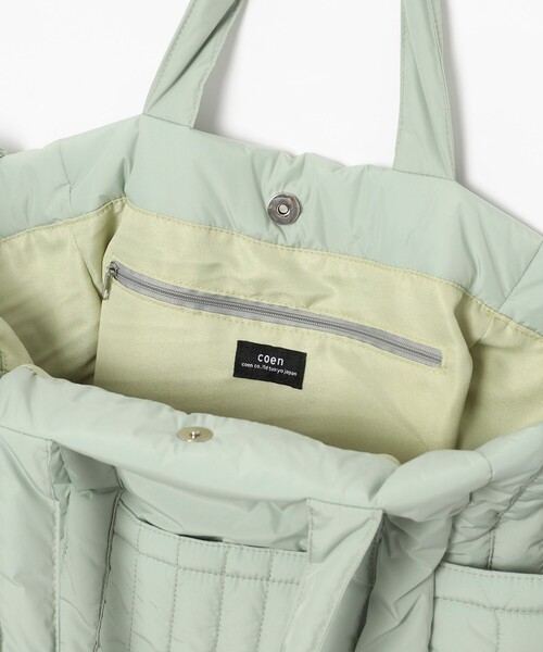 coen（コーエン）の「2WAYキルトビッグトートバッグ（トートバッグ・レディース・ライム/ライトグレー/オフホワイト・FREE）」の13枚目の写真
