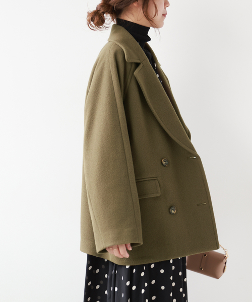 JOURNALSTANDARD relume 尾州ウールショートPコート　カーキ JOURNAL STANDARD relume（ジャーナルスタンダード レリューム