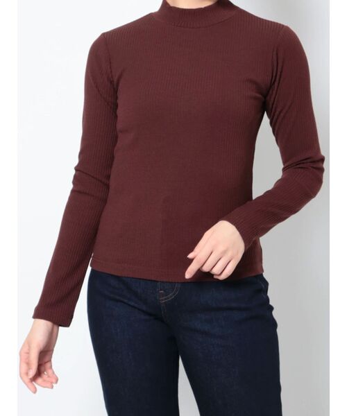 EVRIS（エヴリス）の「ハイネックリブトップス（Tシャツ/カットソー・レディース・ブラウン/パープル/ホワイト/ブラック・FREE）」の4枚目の写真