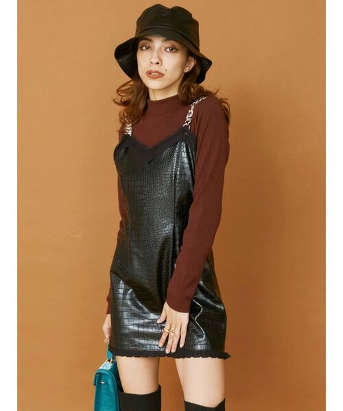 EVRIS（エヴリス）の「ハイネックリブトップス（Tシャツ/カットソー・レディース・ブラウン/パープル/ホワイト/ブラック・FREE）」の15枚目の写真